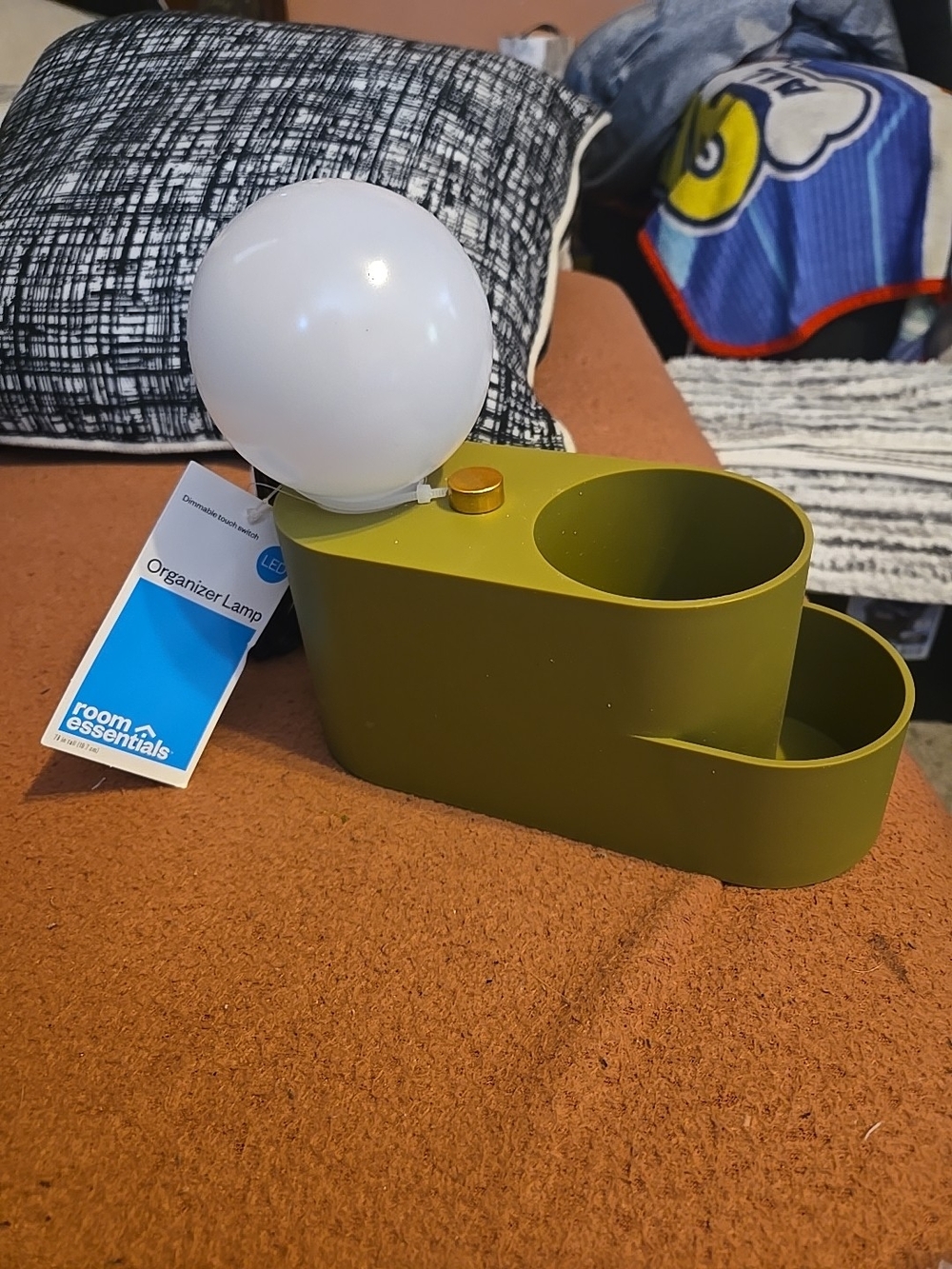 Room Essentials Olive Organizer Lamp with White Globe